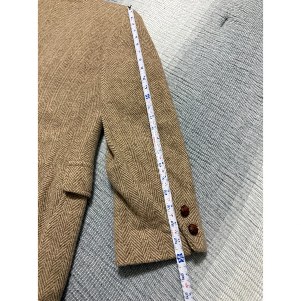 Vintage Cape Cod Blazer Herringbone Tweed 100% Pure Wool Sport Coat Brown Men 42